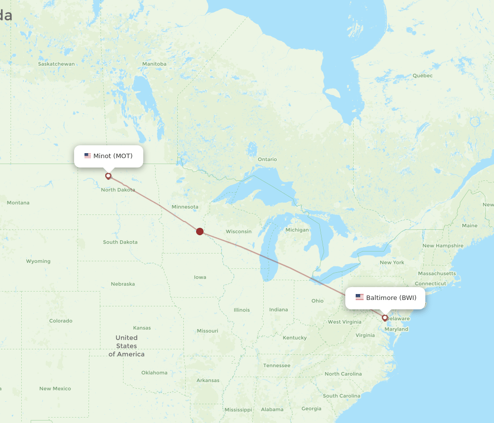 MOT-BWI flight routes