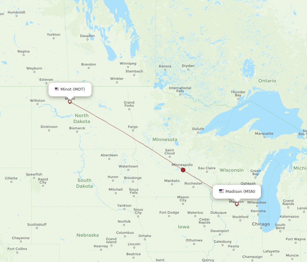 MOT-MSN flight routes
