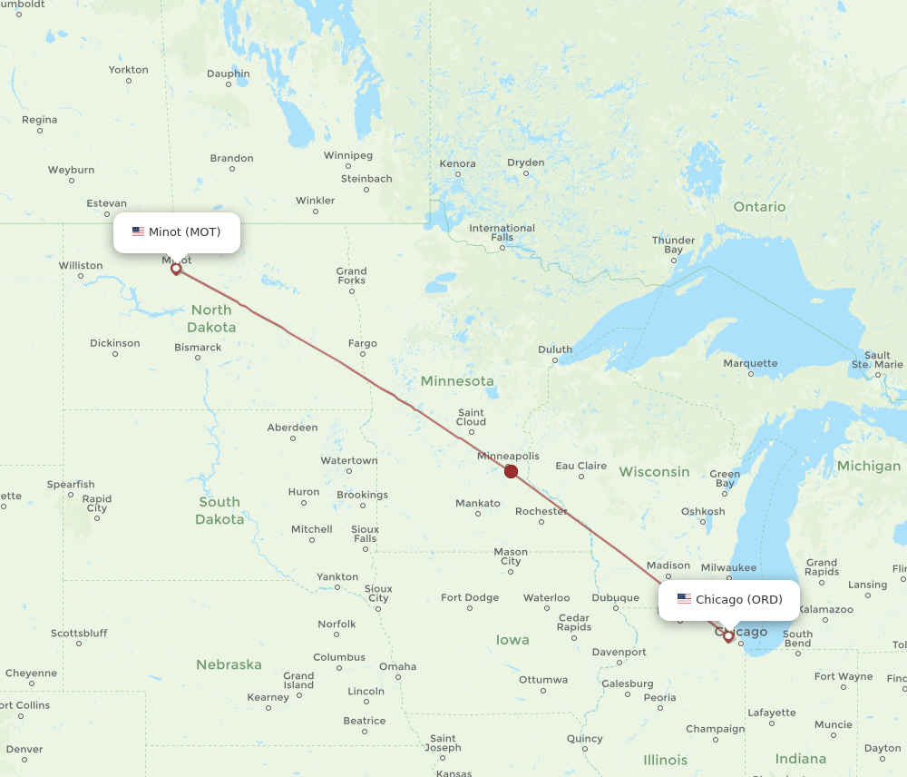 MOT-ORD flight routes