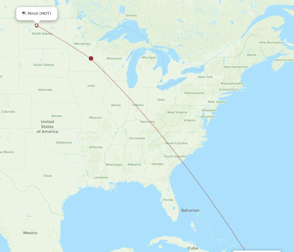 MOT-PUJ flight routes