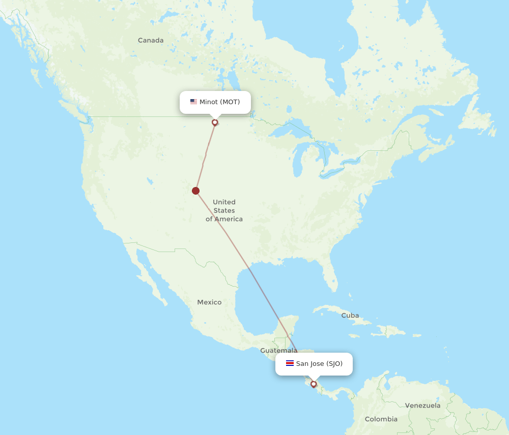 MOT-SJO flight routes