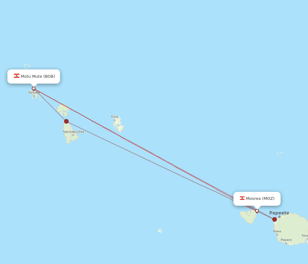 MOZ to BOB flights and routes map