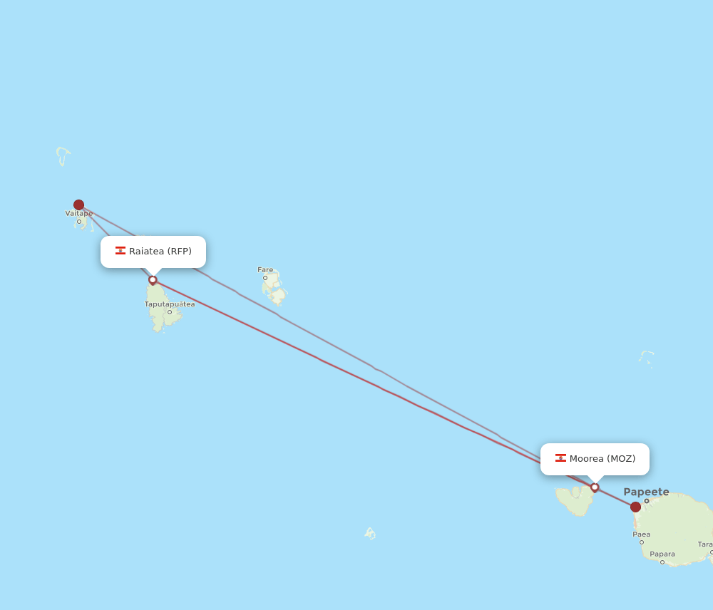 MOZ to RFP flights and routes map