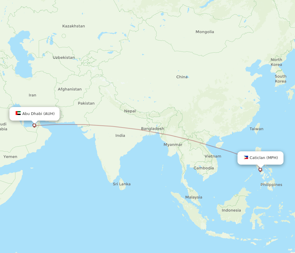 MPH to AUH flights and routes map