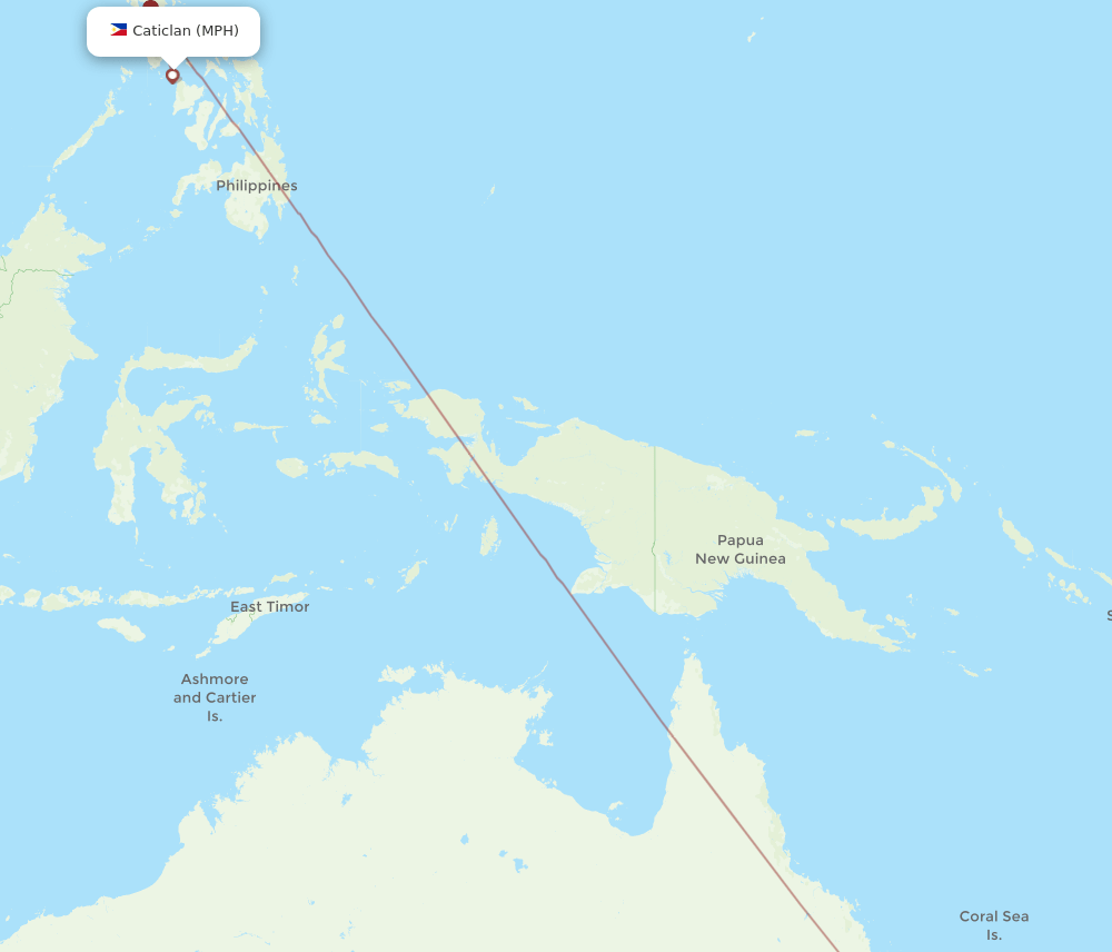 Brisbane - Caticlan route map and flight paths