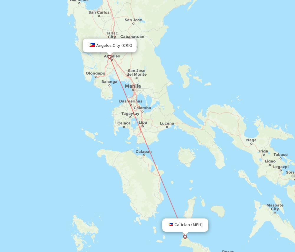 MPH to CRK flights and routes map