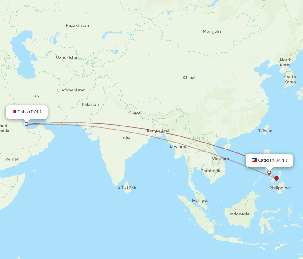 MPH-DOH flight routes