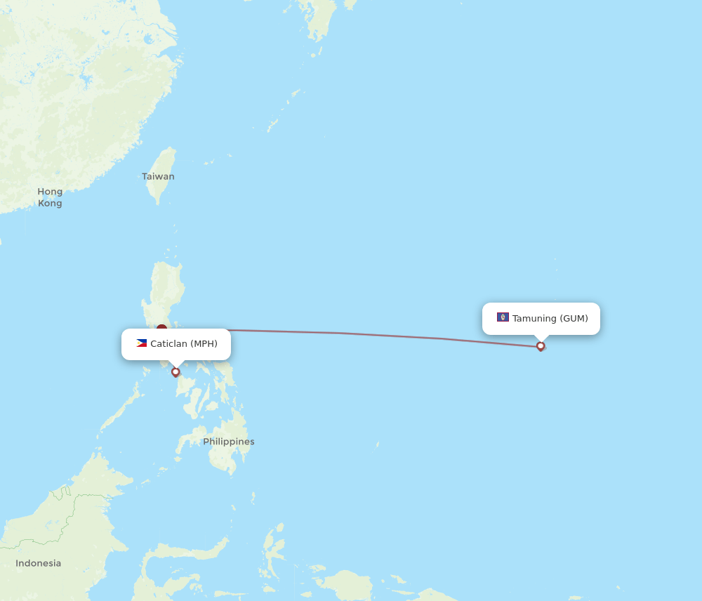 MPH to GUM flights and routes map