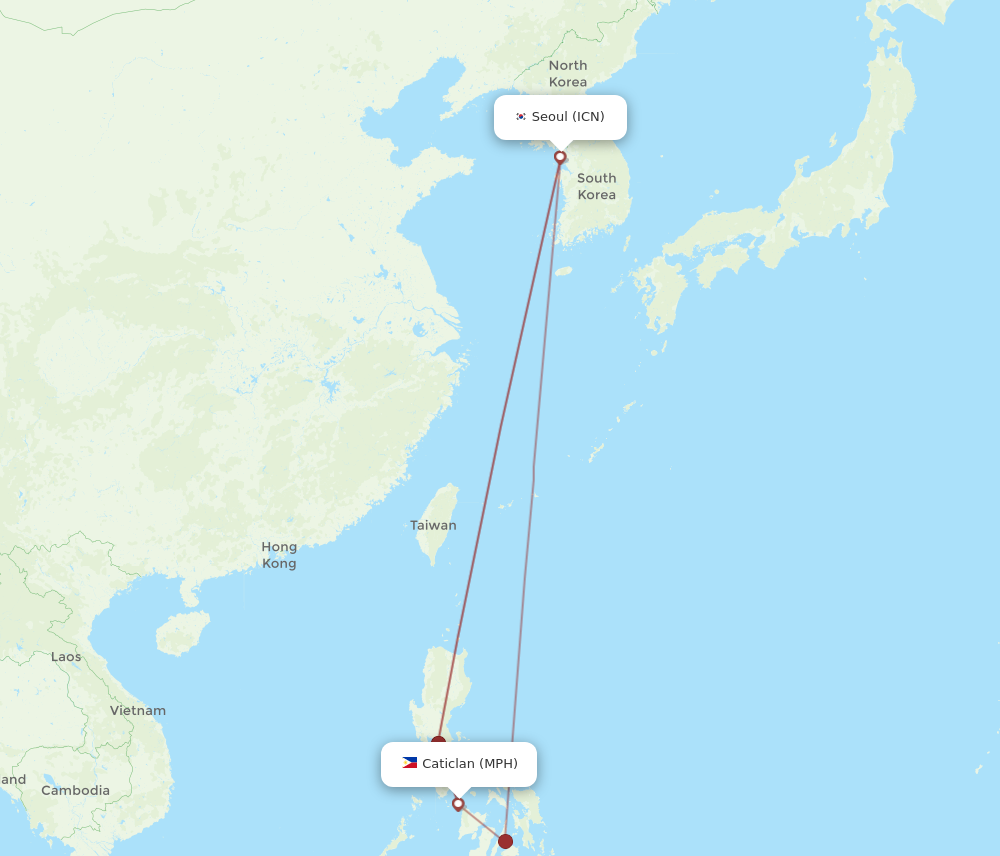 MPH to ICN flights and routes map
