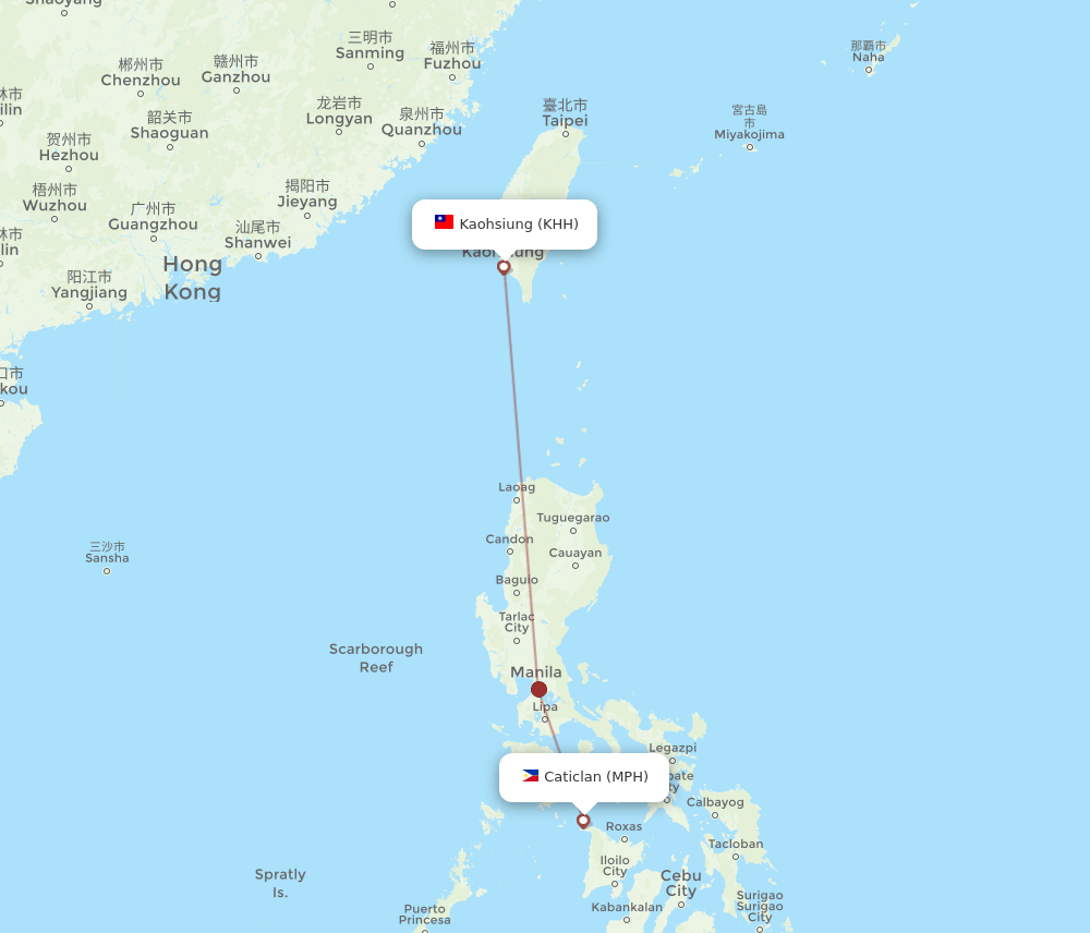 MPH-KHH flight routes
