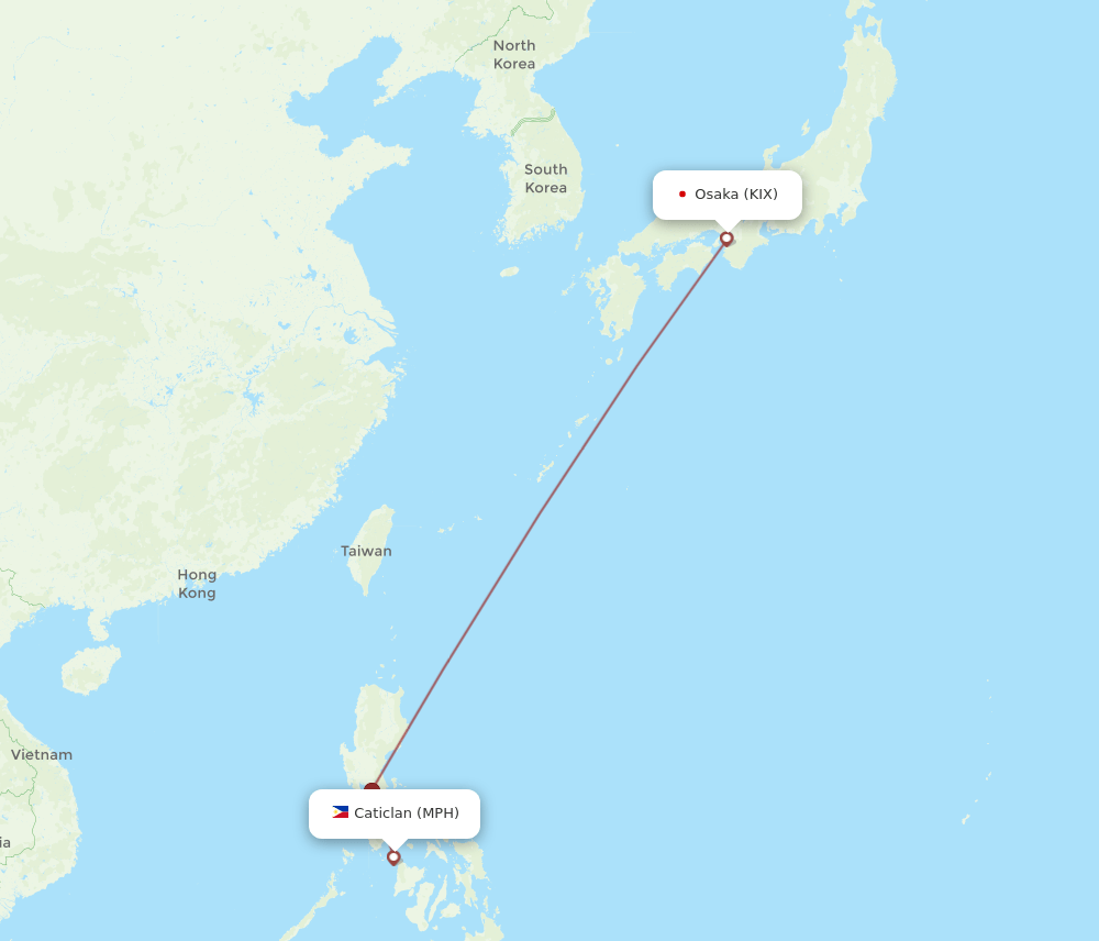MPH to KIX flights and routes map