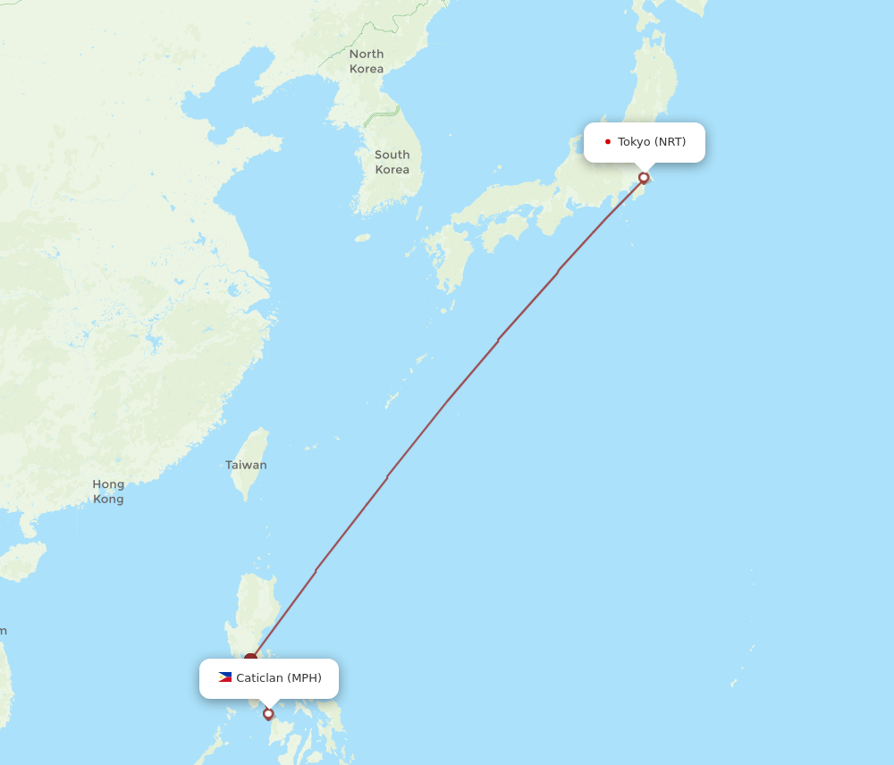 MPH to NRT flights and routes map