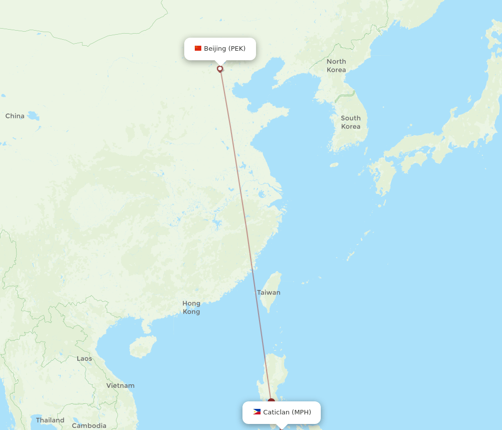 MPH to PEK flights and routes map