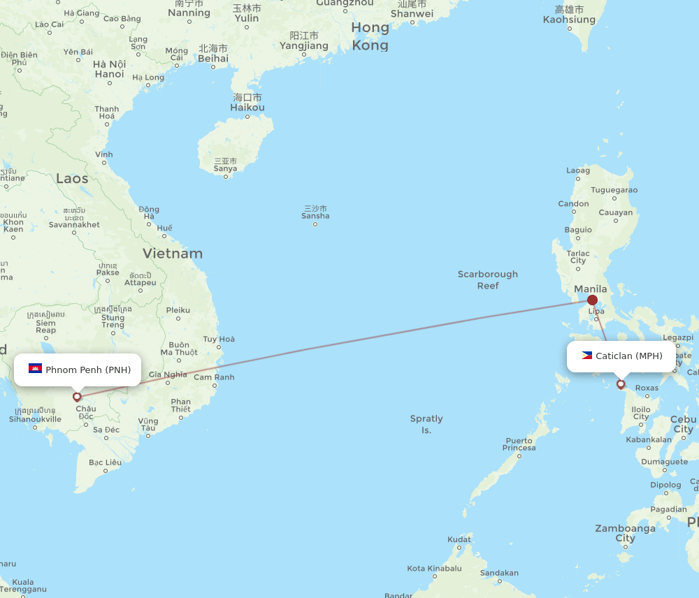 MPH to PNH flights and routes map