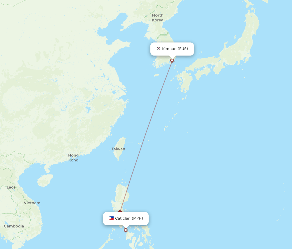 MPH to PUS flights and routes map