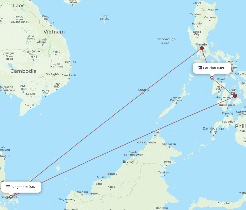 MPH to SIN flights and routes map