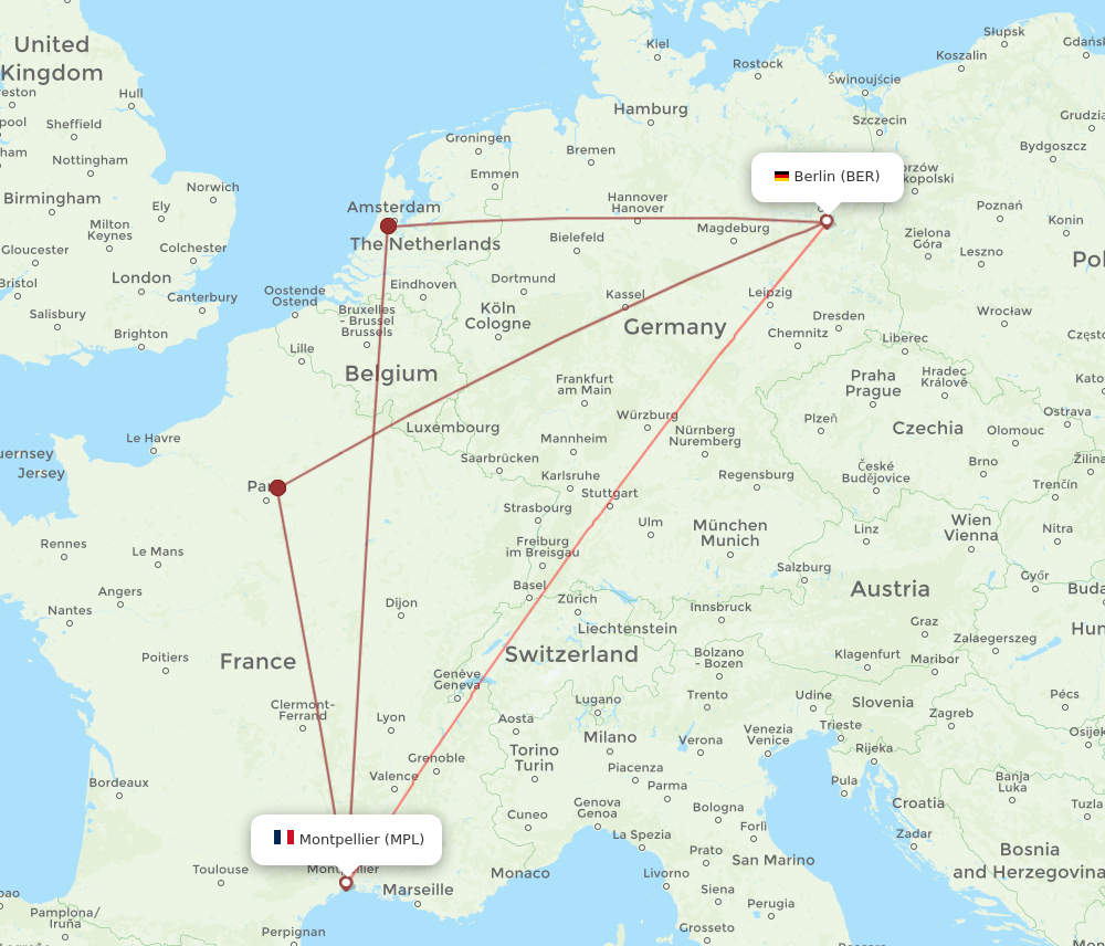 MPL to BER flights and routes map