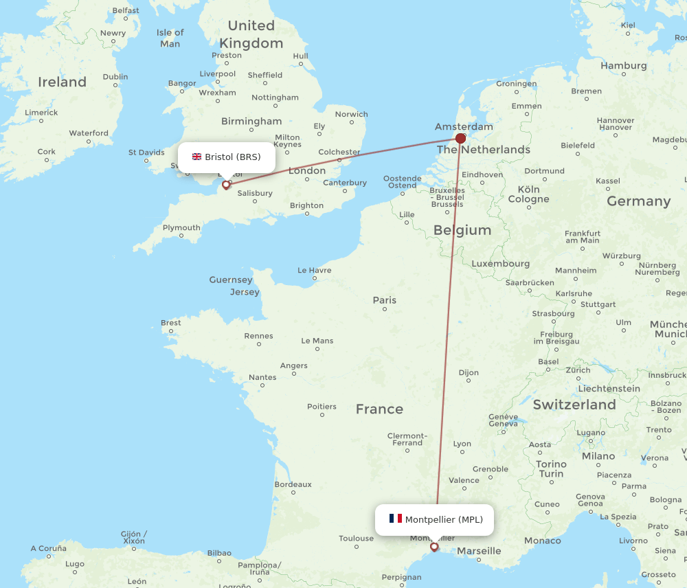 MPL to BRS flights and routes map