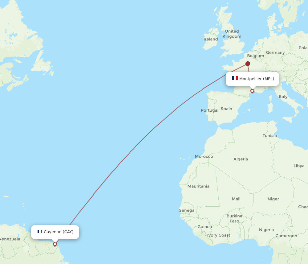 MPL to CAY flights and routes map