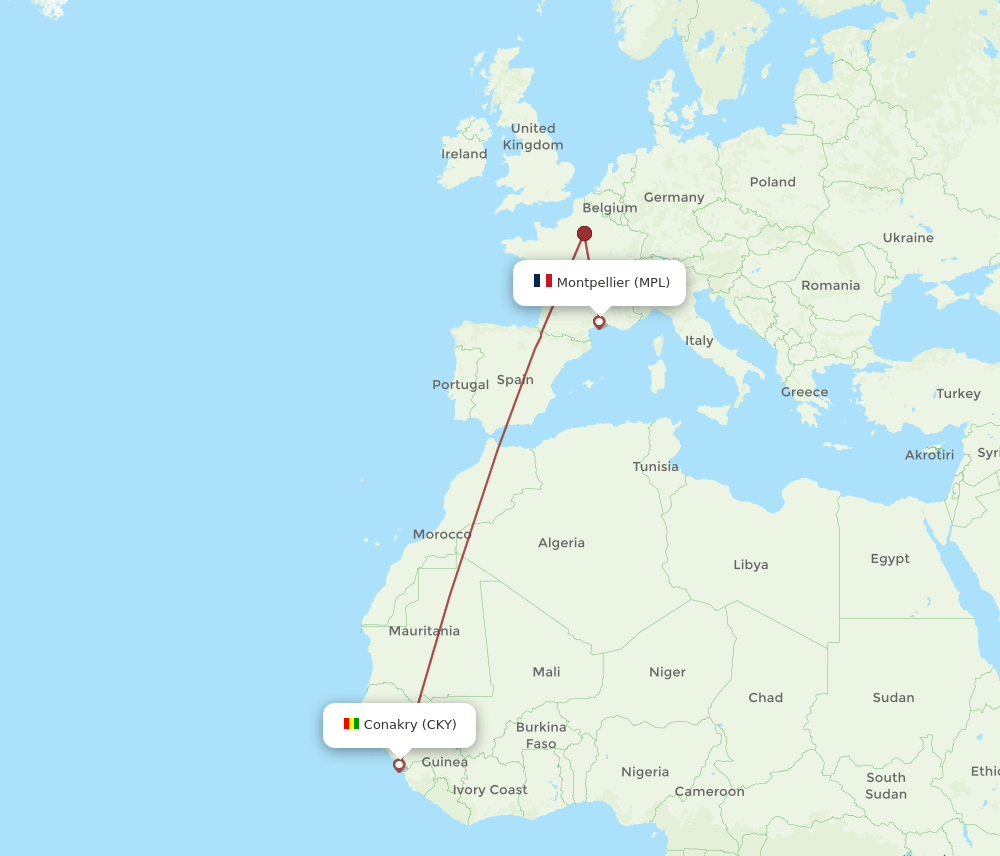 MPL-CKY flight routes