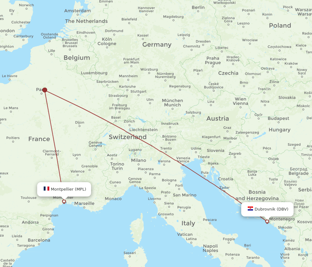 MPL-DBV flight routes