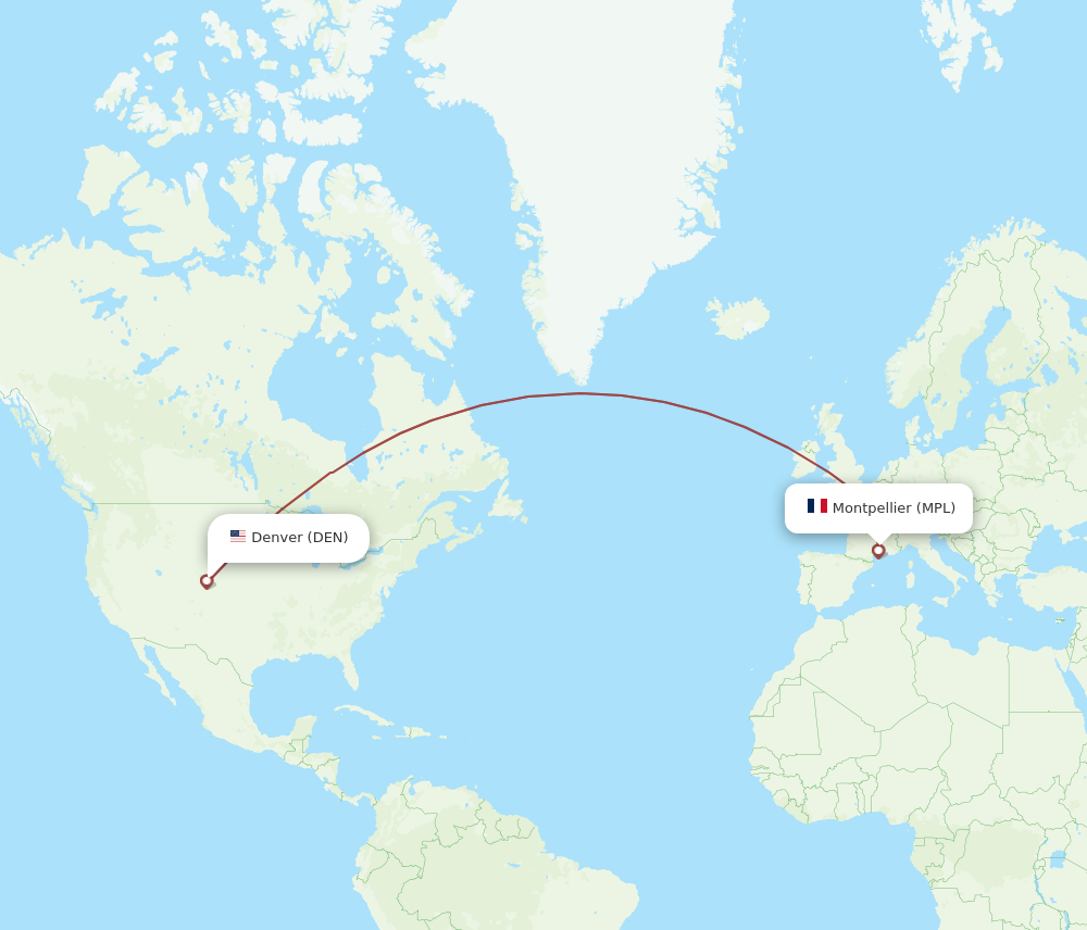 MPL to DEN flights and routes map