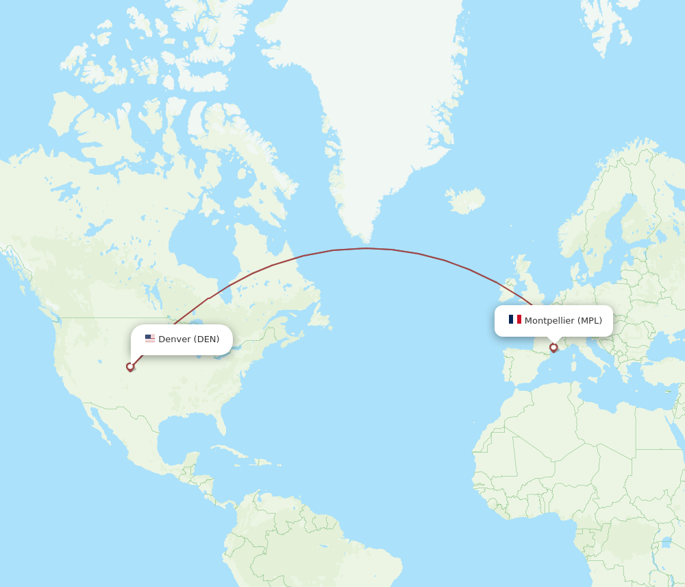 MPL to DEN flights and routes map