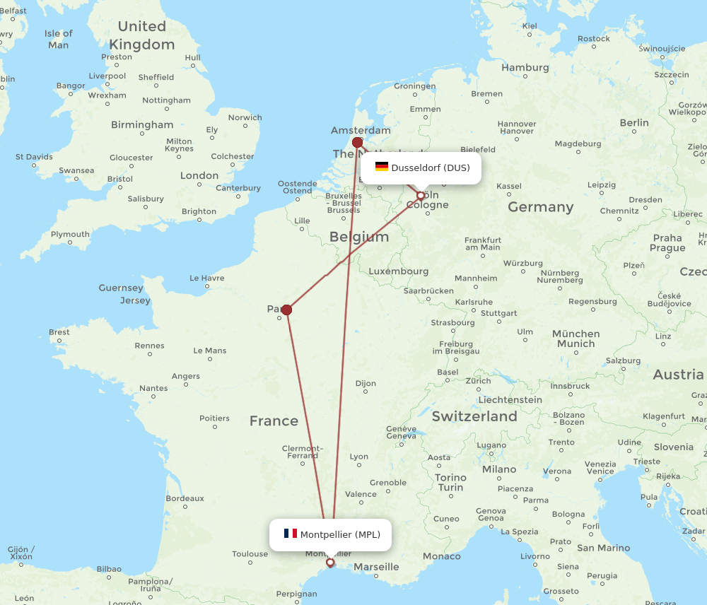 MPL-DUS flight routes
