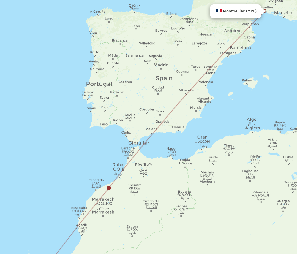 MPL-EUN flight routes