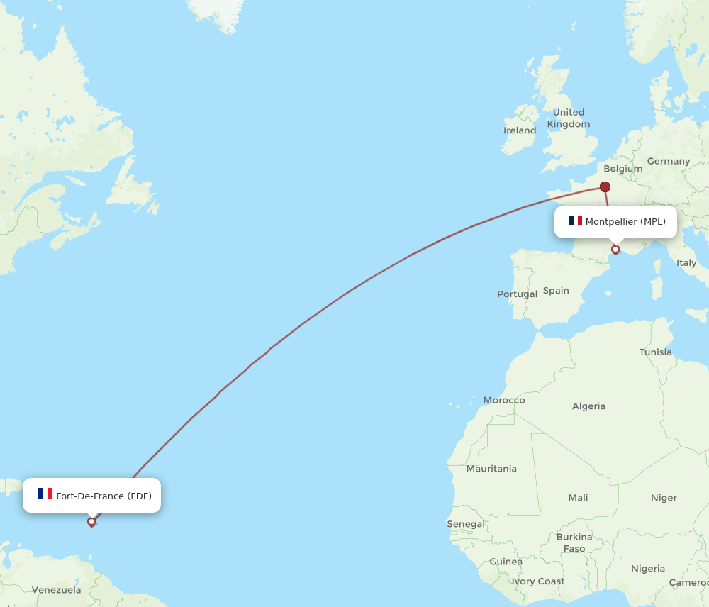 MPL to FDF flights and routes map