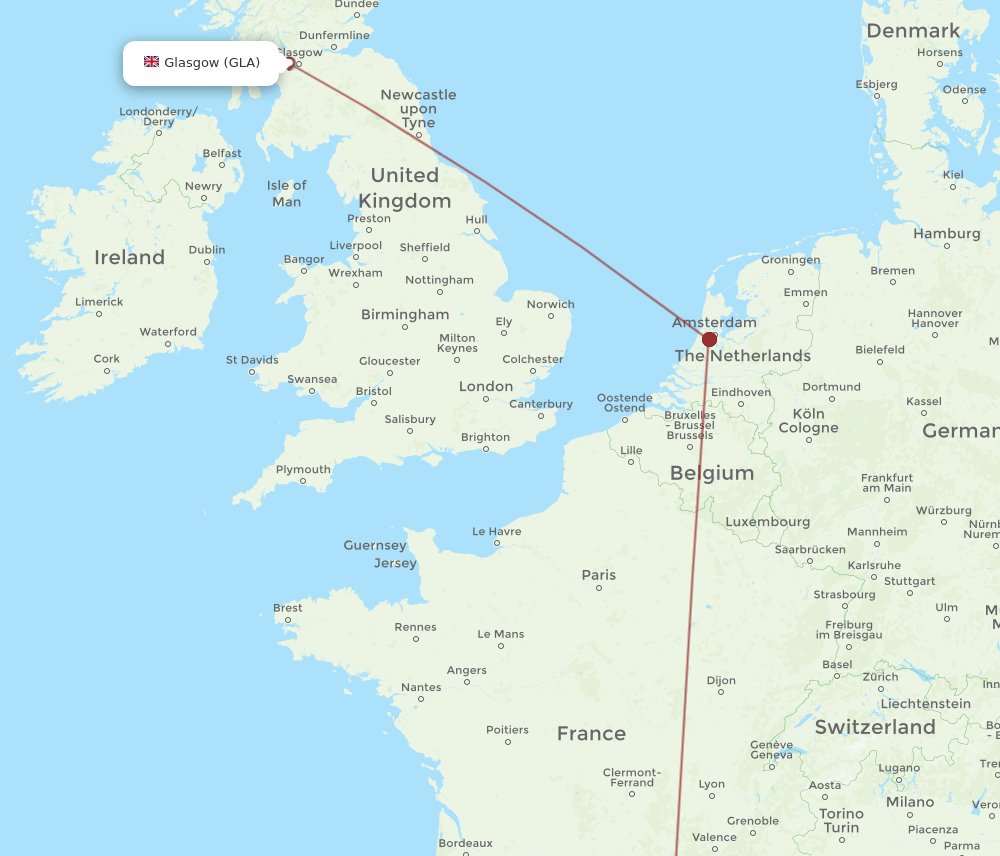 MPL to GLA flights and routes map