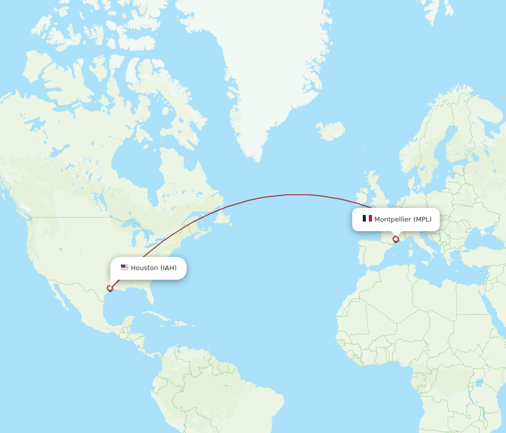 MPL to IAH flights and routes map