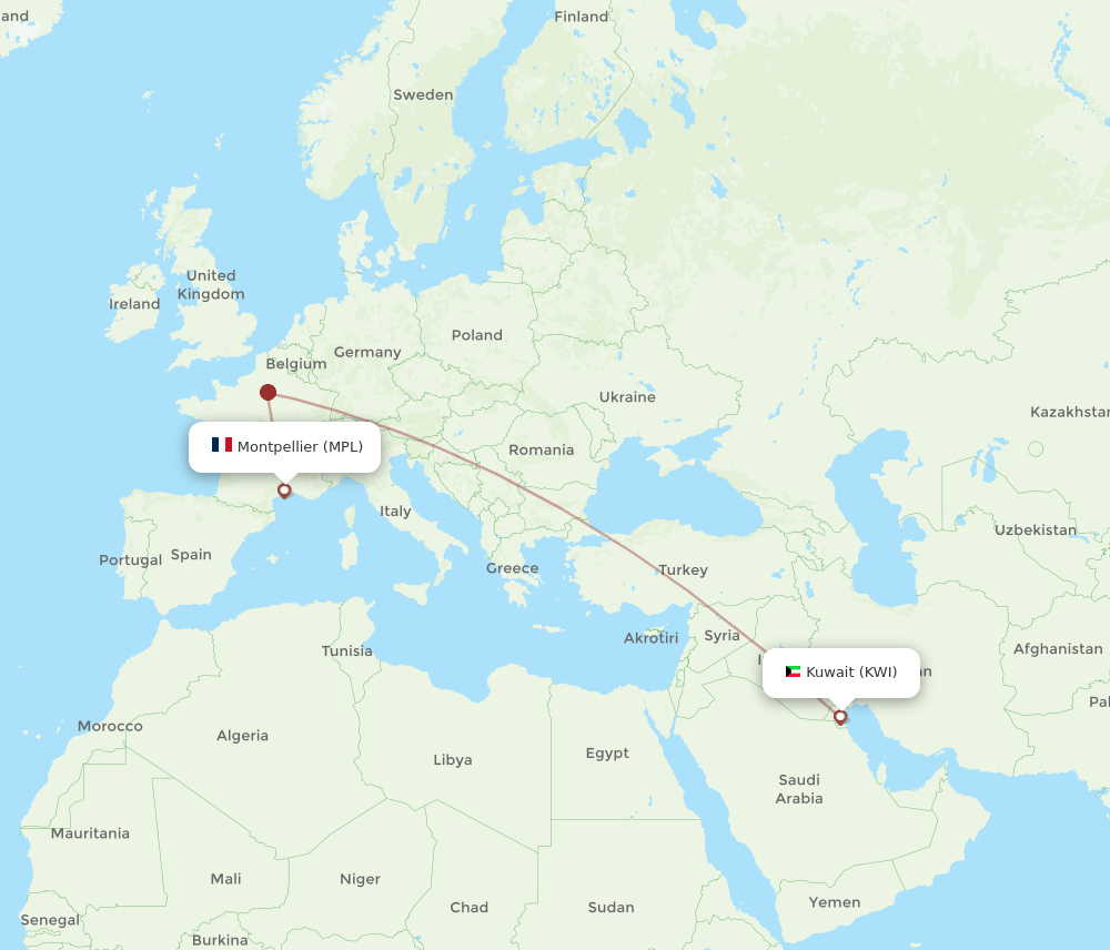 MPL to KWI flights and routes map