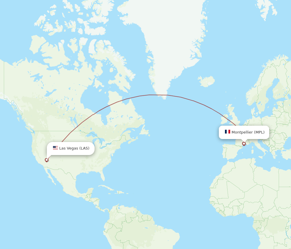 MPL to LAS flights and routes map