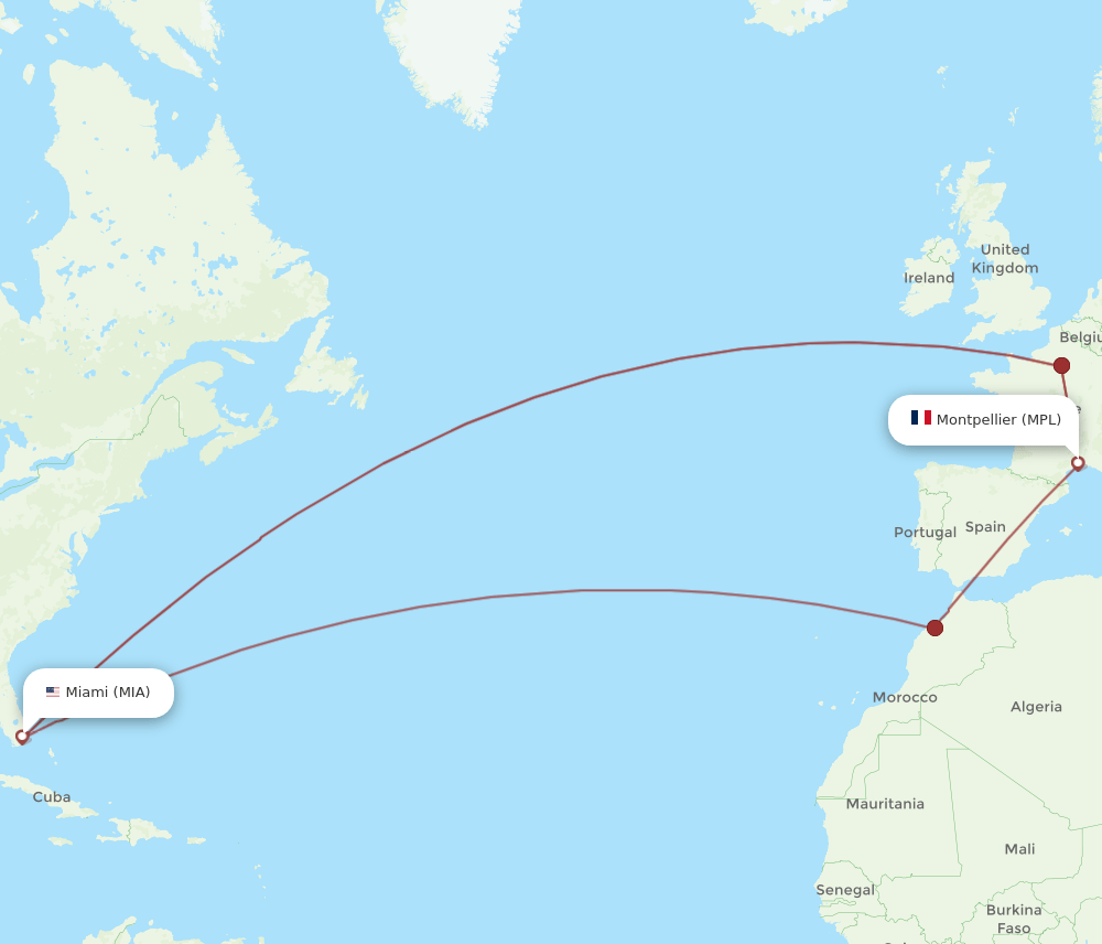 MPL to MIA flights and routes map