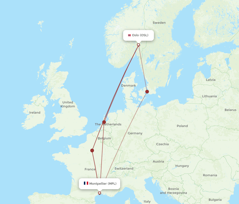 MPL-OSL flight routes
