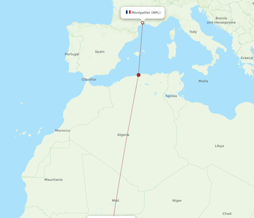 MPL to OUA flights and routes map