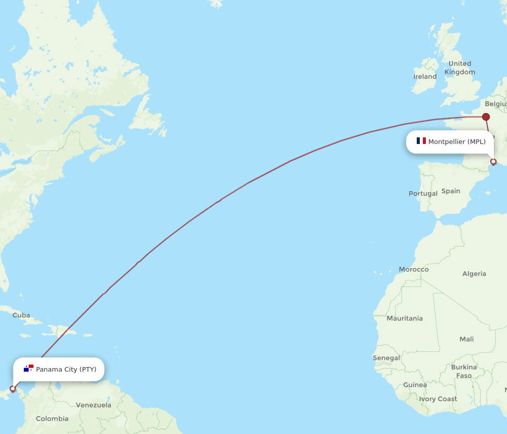 MPL-PTY flight routes