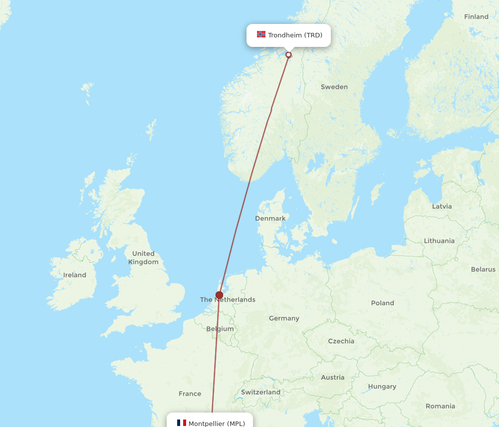 MPL to TRD flights and routes map