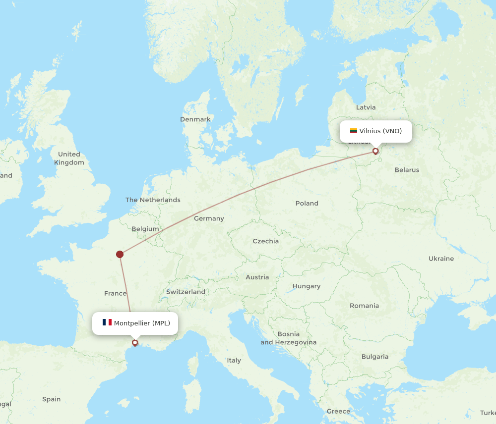 MPL to VNO flights and routes map