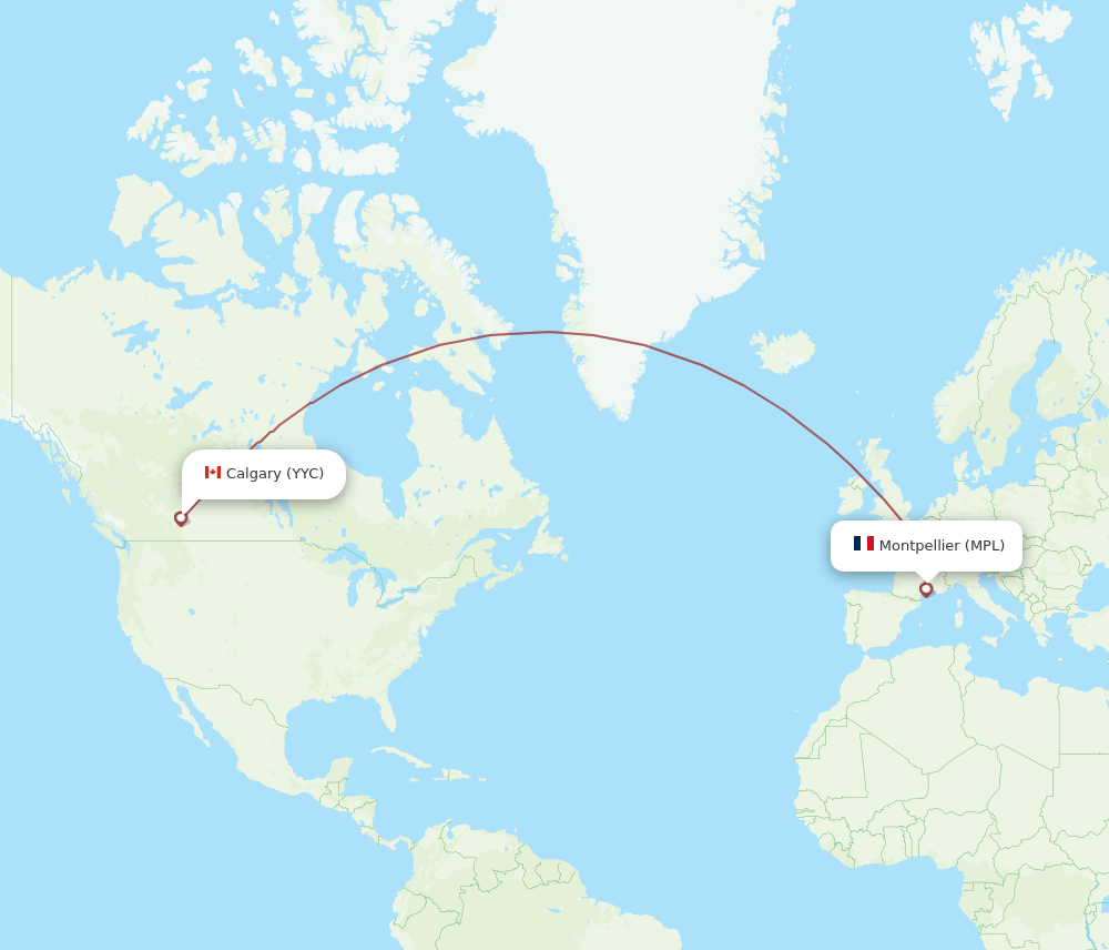 YYC to MPL flights and routes map