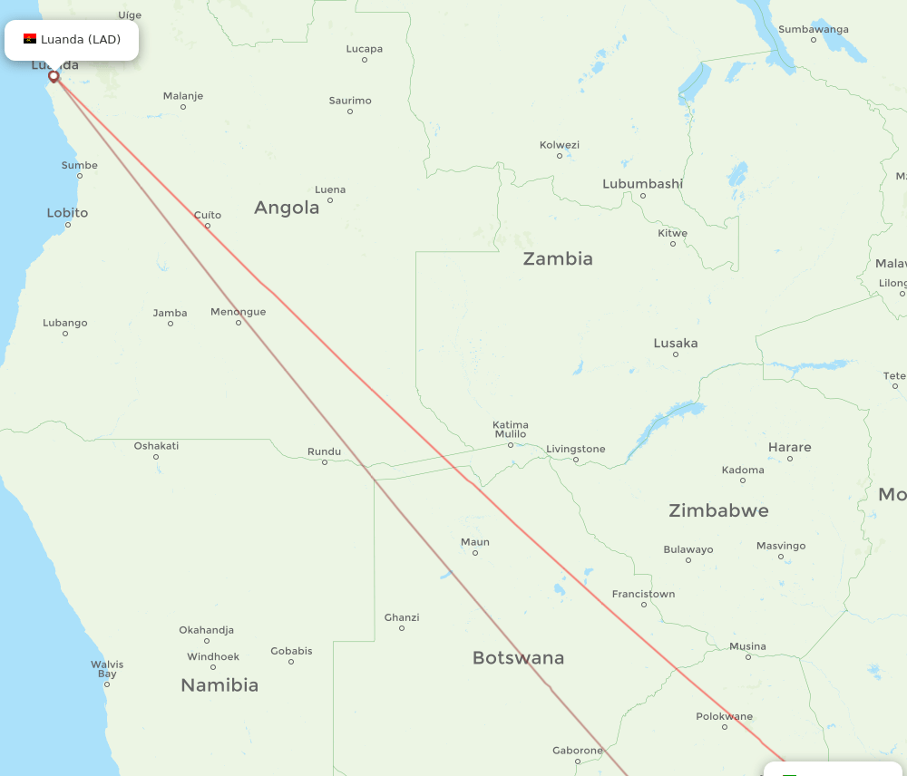 MPM to LAD flights and routes map