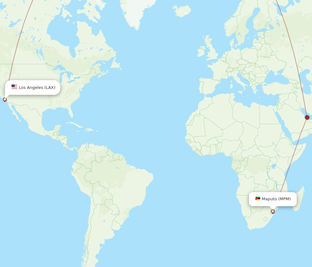 MPM to LAX flights and routes map