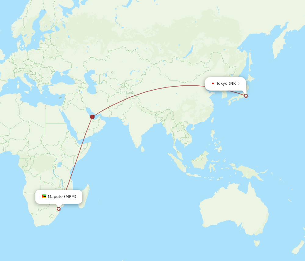MPM-NRT flight routes