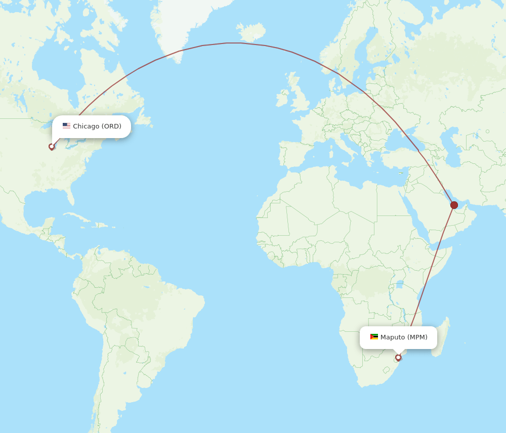 MPM to ORD flights and routes map