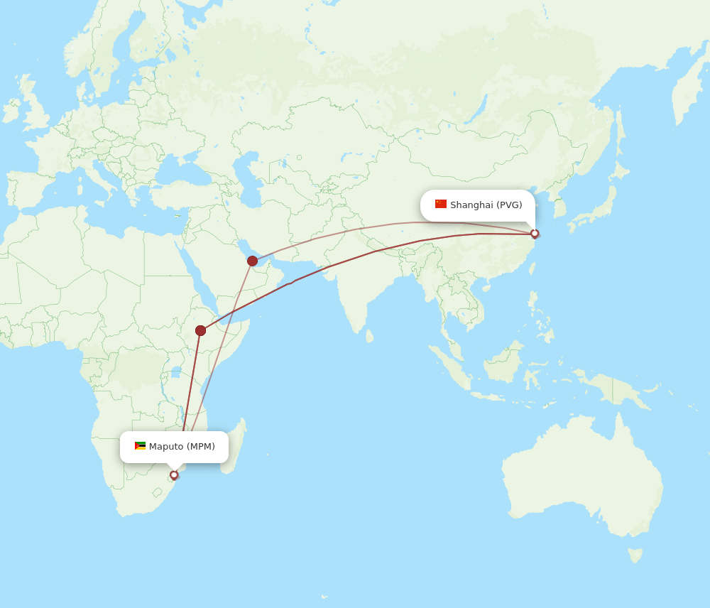 MPM-PVG flight routes
