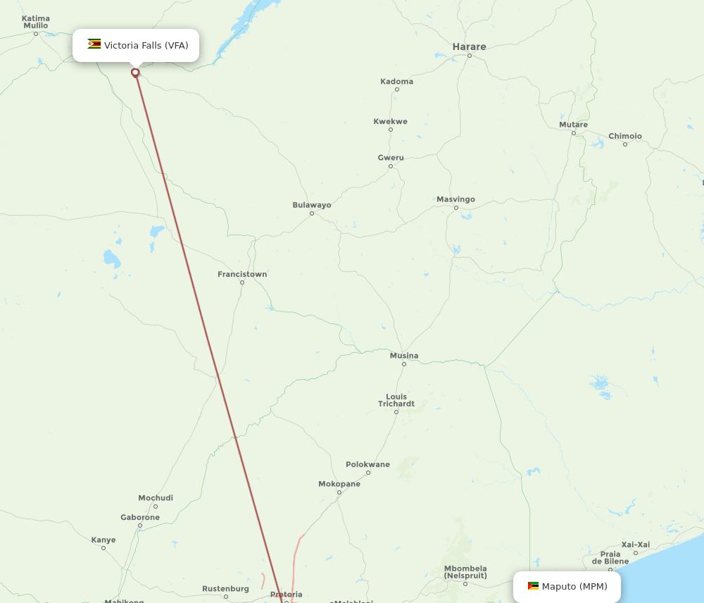 MPM to VFA flights and routes map