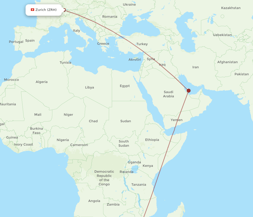 MPM-ZRH flight routes