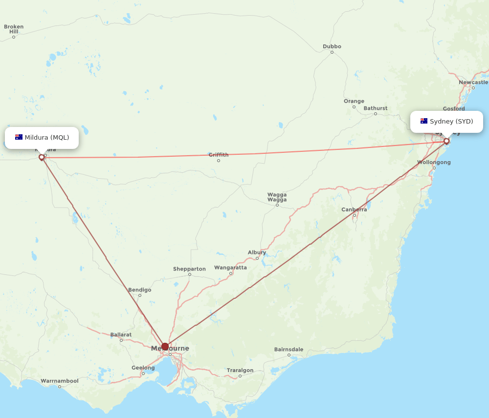 MQL-SYD flight routes