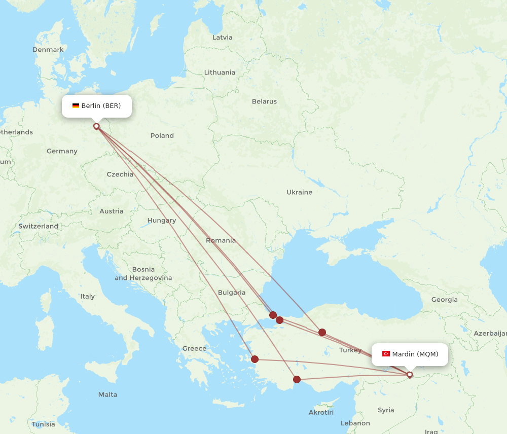 MQM to BER flights and routes map